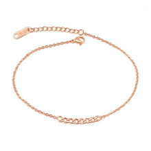 316l Stainless steel ring interlocking fine chain anklet bracelet women ankle bracelet chain rose gold foot chain jewelry